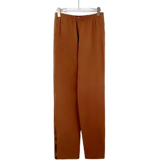CHLOE French Made Marron Rouge Silk Elastane Casual Pants Size 36 Dark Brown - Picture 7 of 7
